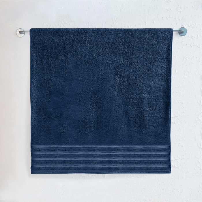 1-Piece Premium Turkish Cotton 4 Lines Stripe Jumbo Towel, 35x 70 inch