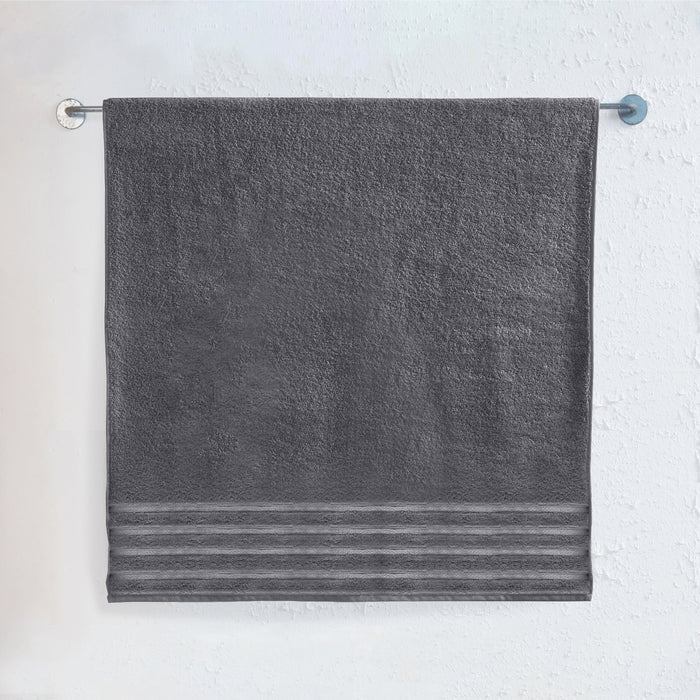 1-Piece Premium Turkish Cotton 4 Lines Stripe Jumbo Towel, 35x 70 inch