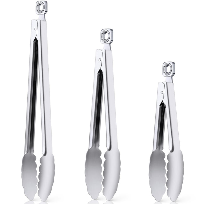 12" & 17 Inch Extra Long Metal Tongs, Grilling Tongs, Stainless Steel Tongs