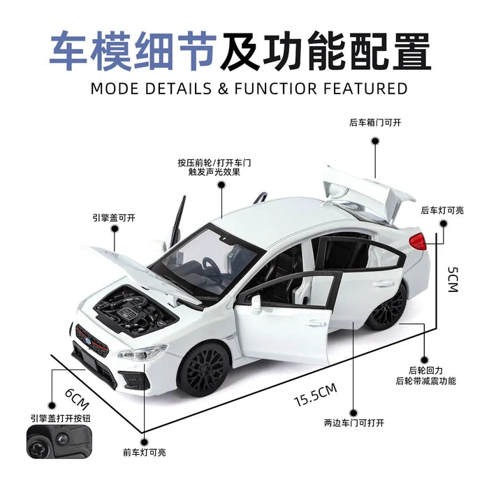 1:30 WRX STI Alloy Car Model Ornament Toy Gift Diecast Alloy Car Model Collectible