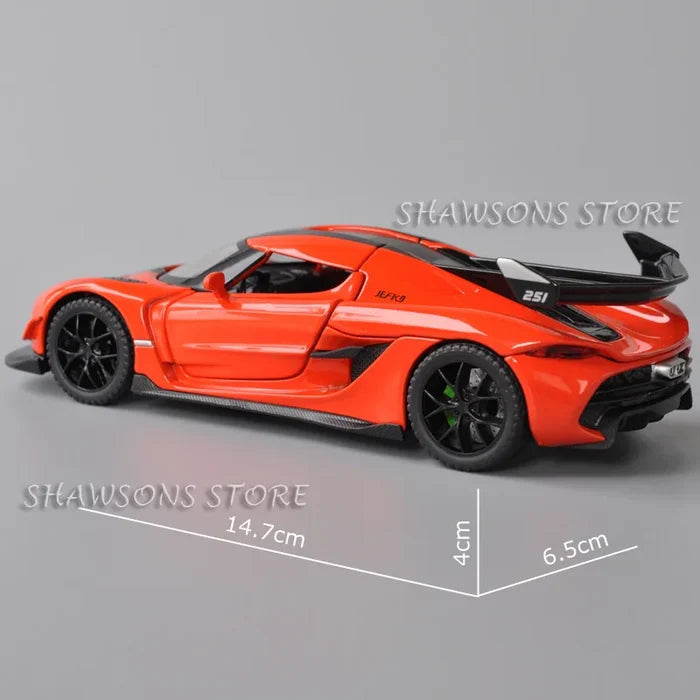 1:32 Scale Diecast Model Car Toys Koenigsegg Jesko Miniature Replica Pull Back Sound Light