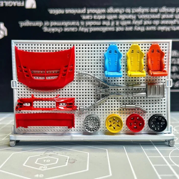 1/64 Model Car Garage Repair Parts Display Board Wheels & Seats Miniature Scene Sand Table