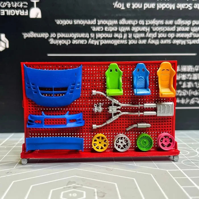 1/64 Model Car Garage Repair Parts Display Board Wheels & Seats Miniature Scene Sand Table