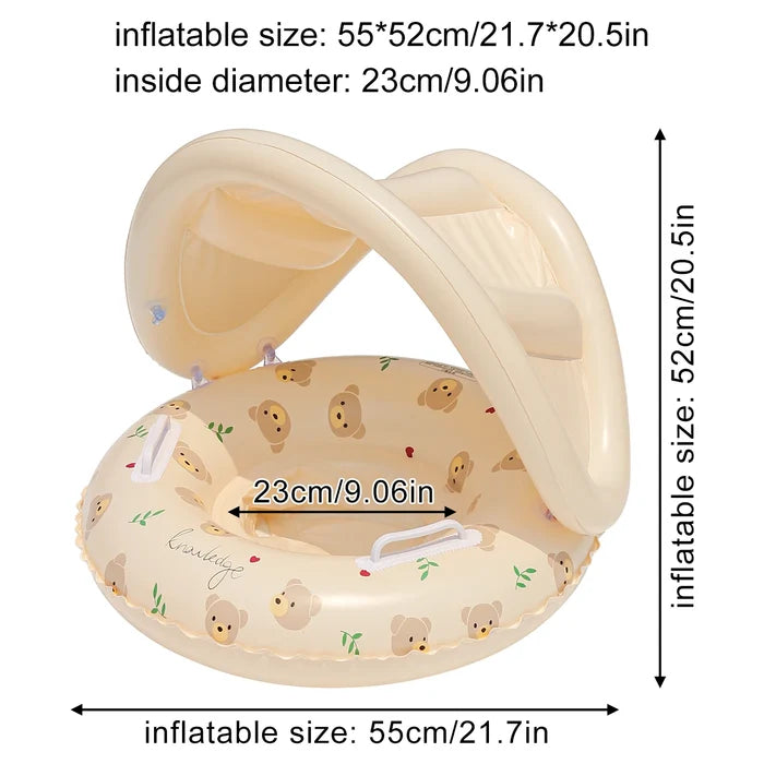 1PC Bear & Rabbit Canopy Arm Float - Thickened Inflatable Pool Float for Summer, Beach & Pool Parties