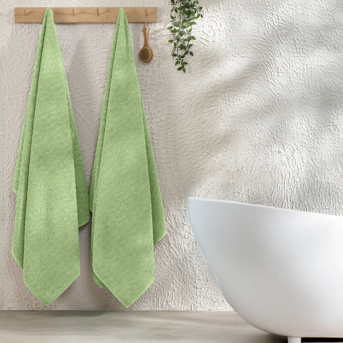 2-Pack Premium Turkish Cotton Braided Bath Towel Set, 27 x 54 inch