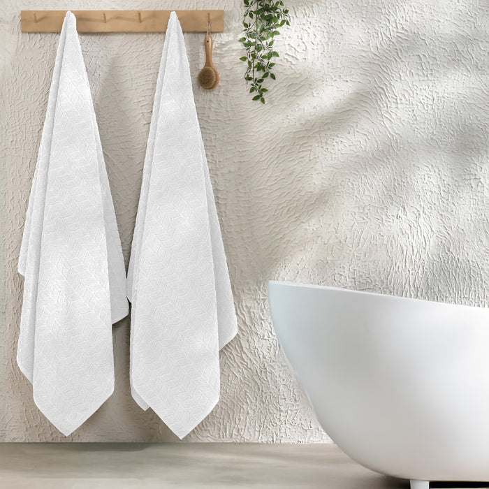 2-Pack Premium Turkish Cotton Braided Bath Towel Set, 27 x 54 inch
