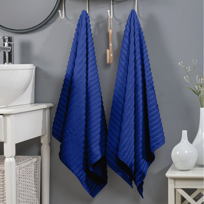 2-Pack Premium Turkish Cotton Corduroy Stripe Bath Towel Set, 27 x 54 inch