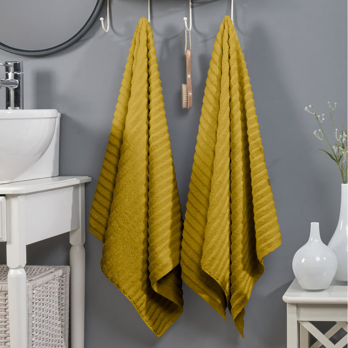2-Pack Premium Turkish Cotton Corduroy Stripe Bath Towel Set, 27 x 54 inch