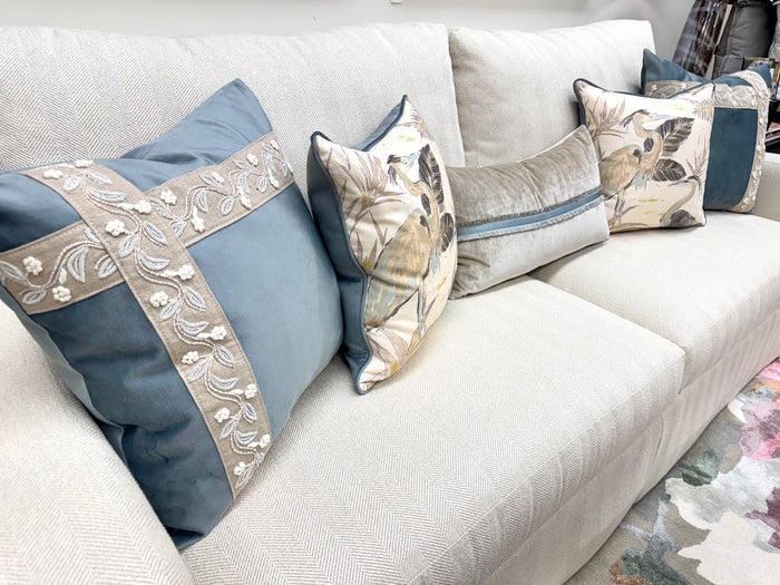 Taupe Velvet Lumbar w/ Horizontal Trim