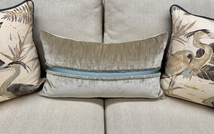 Taupe Velvet Lumbar w/ Horizontal Trim