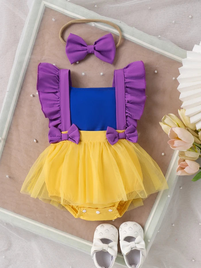2pcs Summer New Style Sweet and Cute Girl Baby 0-1 Years Old One-Piece Mesh Dress