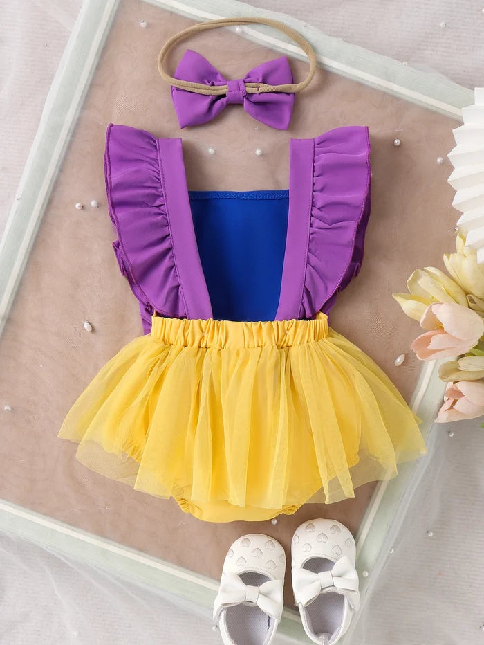 2pcs Summer New Style Sweet and Cute Girl Baby 0-1 Years Old One-Piece Mesh Dress