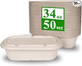 34 oz Disposable Food Containers with Lids, Meal Prep Containers, 50 Pack