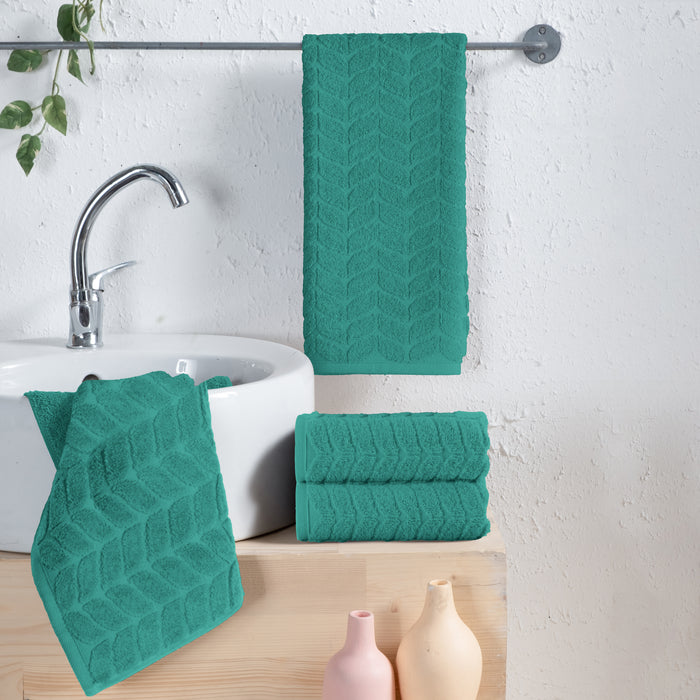 4-Pack Premium Turkish Cotton Braided Hand Towel Set, 16 x 28 inch