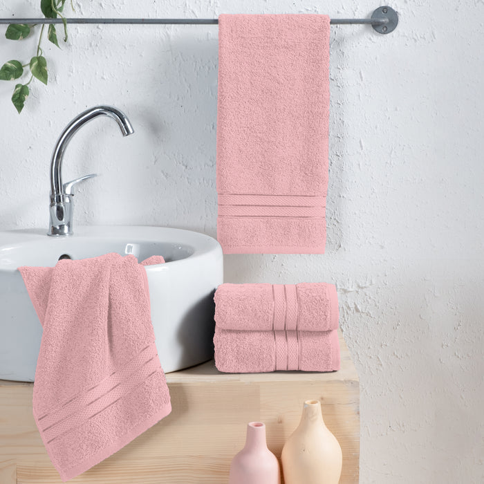 4-Pack Turkish Cotton Three Line Popcorn Hand Towel Set, 16 x 28 inch