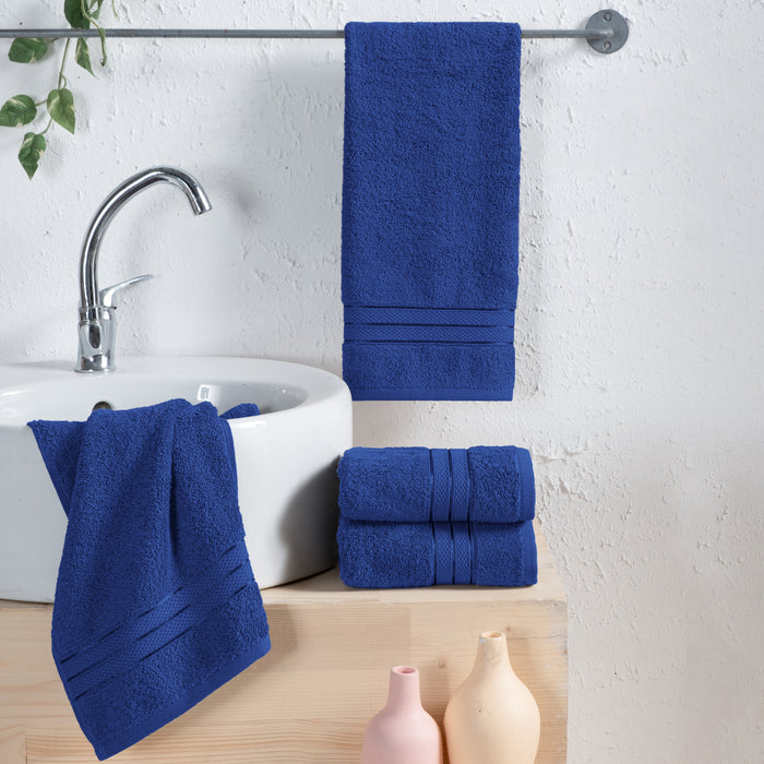 4-Pack Turkish Cotton Three Line Popcorn Hand Towel Set, 16 x 28 inch