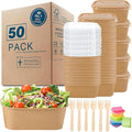50 Pack 29Oz Disposable Food Containers with Lids Meal Prep Containers