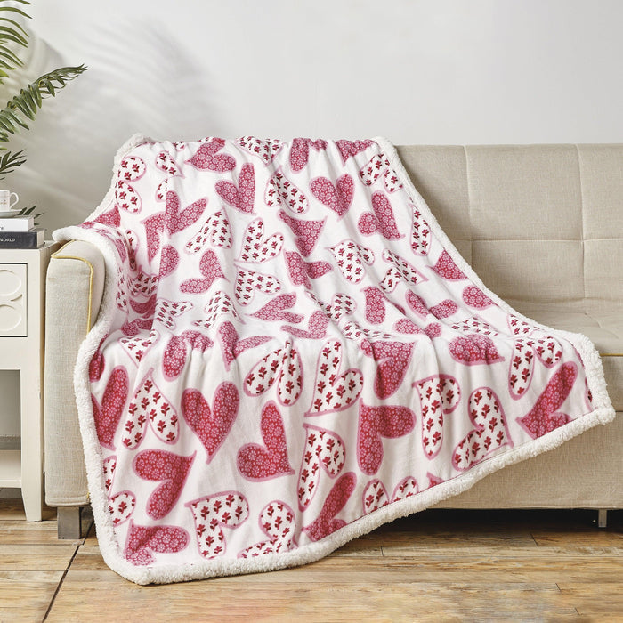 50" x 60" Valentine Inspired Sherpa Back Throw