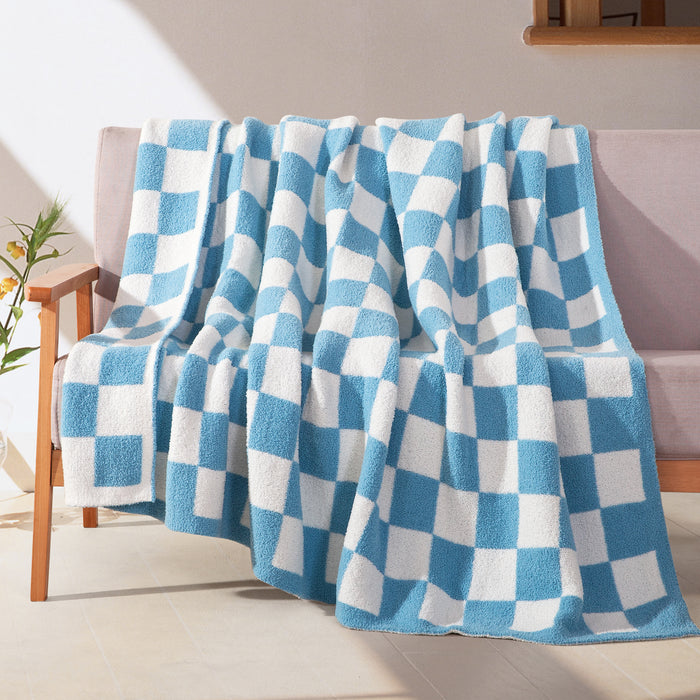 50" x 70"  Ultra Soft Checkered Knitted Throw Blanket
