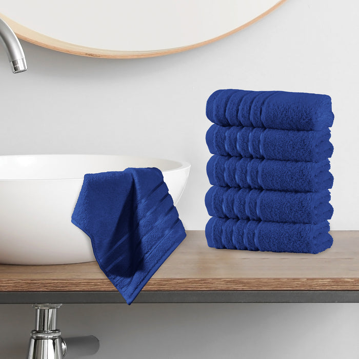 6-Pack Premium Turkish Cotton 4 Lines Stripe Washcloths Set, 13 x 13 inch
