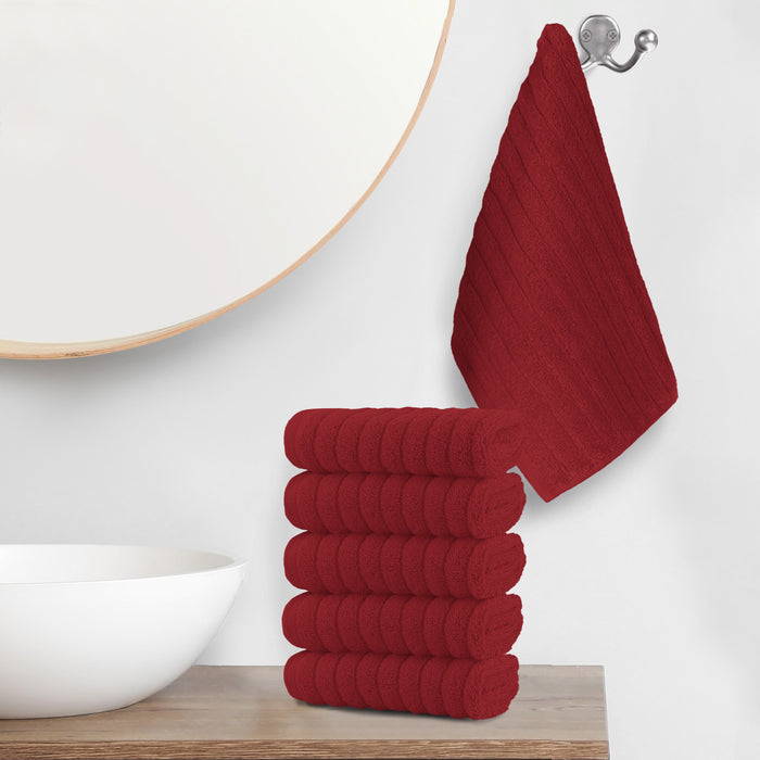 6-Pack Premium Turkish Cotton Corduroy Stripe Washcloths Set, 13 x 13 inch