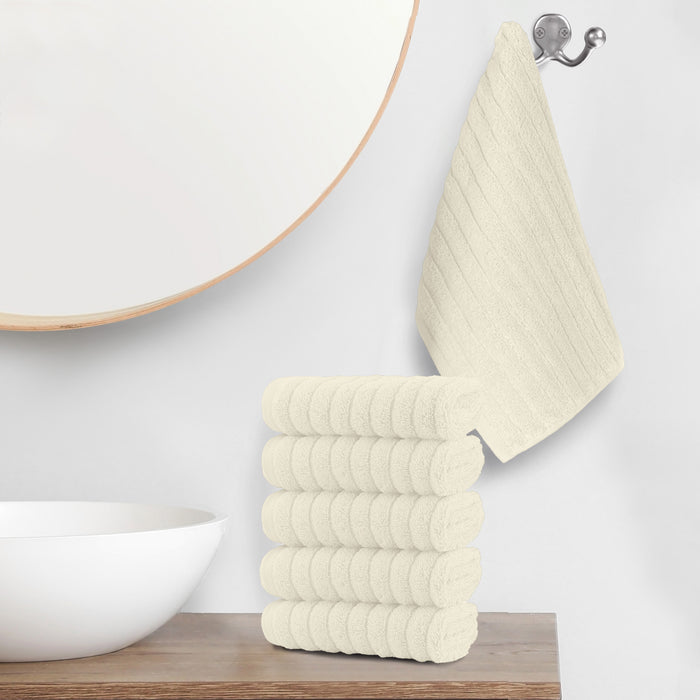 6-Pack Premium Turkish Cotton Corduroy Stripe Washcloths Set, 13 x 13 inch