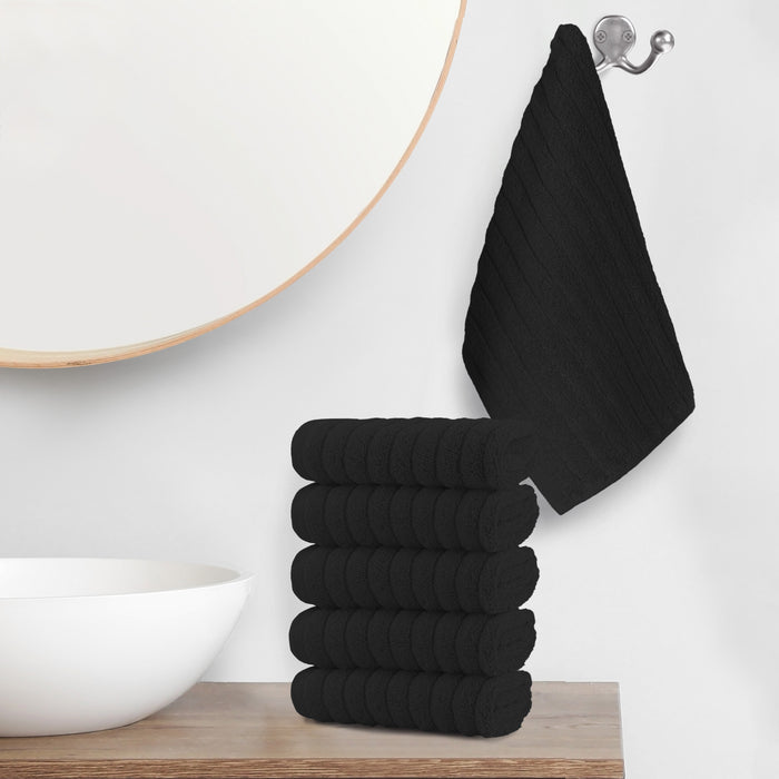 6-Pack Premium Turkish Cotton Corduroy Stripe Washcloths Set, 13 x 13 inch