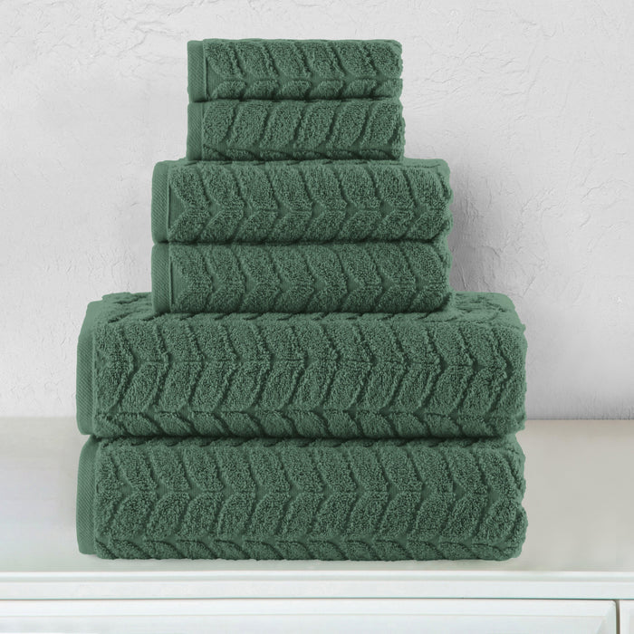 6-Piece Turkish Cotton Braided Towel Set, 2 Washcloths, 2 Hand Towels and 2 Bath Towels