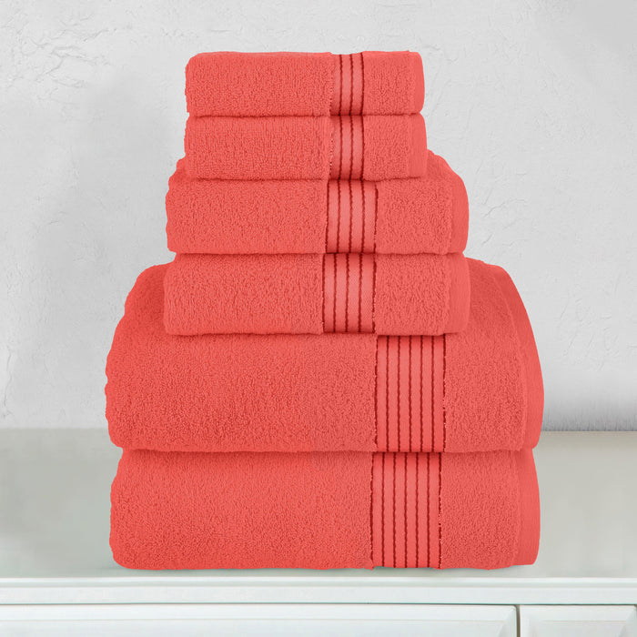 6-Piece Turkish Cotton Towel Set, 2 Washcloths, 2 Hand Towels and 2 Bath Towels