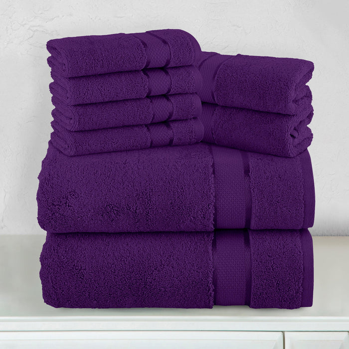 8-Piece Turkish Cotton Towel Set, 4 Washcloths, 2 Hand Towels and 2 Bath Towels