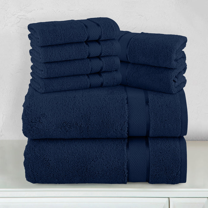8-Piece Turkish Cotton Towel Set, 4 Washcloths, 2 Hand Towels and 2 Bath Towels