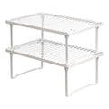 Amazon Basics Space-Saving Stackable Metal Kitchen Cabinet Organizer Shelves for Dishes, Pantry Organization, 12.5" L x 8" D x 4.5" H, Set of 2, White