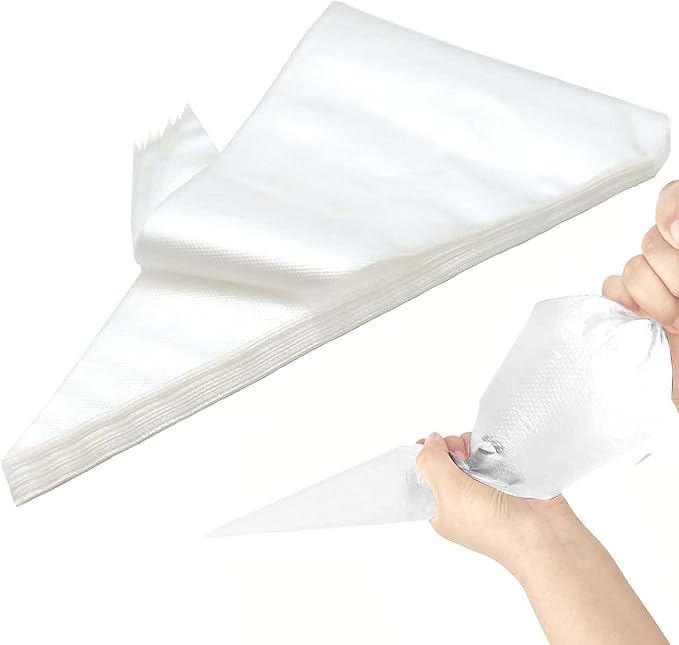 AMBESTAR Disposable Piping Bags 18 inch, 200 Pcs Disposable Piping Bags, Disposable Large Pastry Bags for Cupcake, Cake Disposable Decorating Bags for Frosting