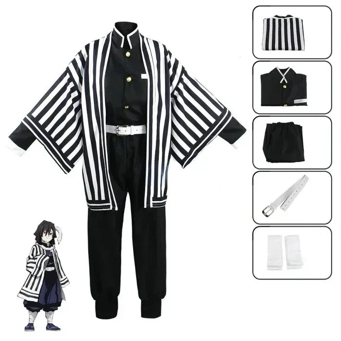 Anime Iguro Obanai Kimono Uniform Anime Pruik Cosplay Kostuum Halloween Feest