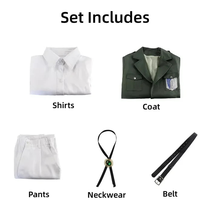 AOT Cosplay Levi's Costume Scout Trooper Jacket Military Trench Coat Uniform Halloween Costume