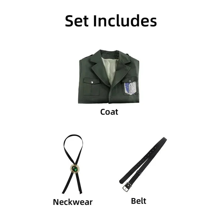 AOT Cosplay Levi's Costume Scout Trooper Jacket Military Trench Coat Uniform Halloween Costume
