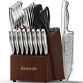 Astercook Knife Set, 15-Piece Kitchen Knife Set with Block, Built-in Knife Sharpener, German Stainless Steel Knife Block Set, Dishwasher Safe Kitchen Utensils Set