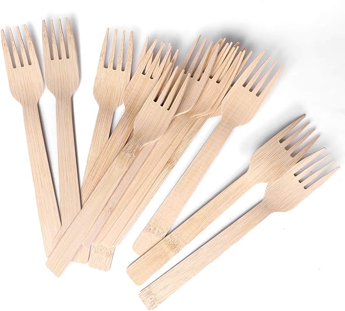 BANBU Bamboo Cutlery - 2200 PK 6.7" Bamboo Forks Disposable 100% Compostable Forks Bulk Biodegradable Renewable Natural Utensils for Travel/Camping/Wedding/Party Asin