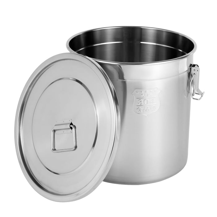 Beaccoss 304 Stainless Steel Airtight Canister for Kitchen, 3.2Gal/405oz Flour Container with Lids and Sturdy Locking Clamp, Metal Bucket Food Storage Containers for Rice Flour Coffee Bean Tea