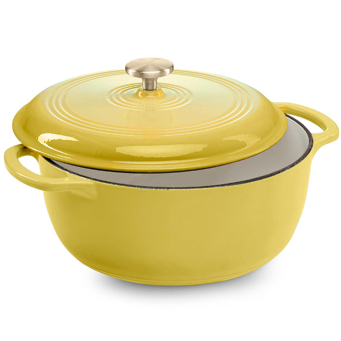 Best Choice Products 7.5 Quart Enamel Cast-Iron Round Dutch Oven, Family Style Heavy-Duty Pre-Seasoned Cookware for Home, Kitchen, Dining Room, Oven Safe w/Lid, Dual Handles - Graphite Gray