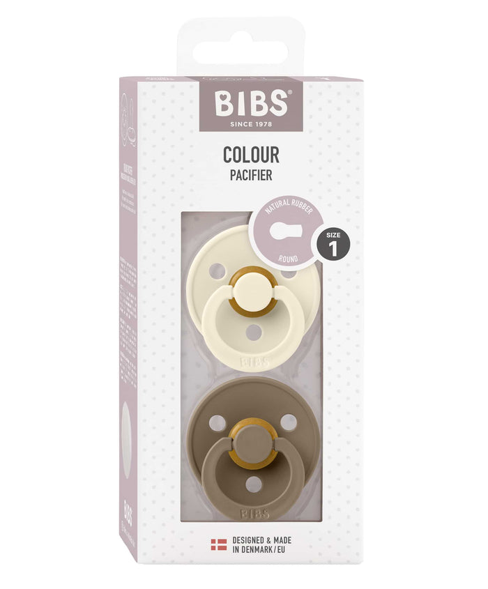 Bibs World Bottle Feeding BIBS Colour Pacifiers 2 Pack Size 1 - Ivory/Dark Oak