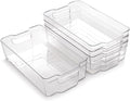 BINO | Stackable Storage Bins, Small - 4 Pack | The Stacker Collection | Clear Plastic Storage Bins | Organization and Storage Containers for Pantry & Fridge | Multi-Use Organizer Bins | BPA-Free