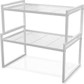 BlisXybion Stackable Kitchen Cabinet Organizer Shelves Pantry Rack Set of 2