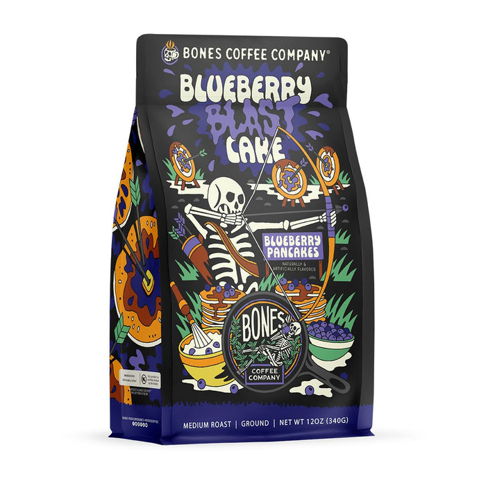 Bones Coffee Company S'morey Time Flavored Coffee - Medium Roast - Ground or Whole Bean - Low-Acid Arabica Coffee Beans - Balanced S'mores and Graham Cracker Flavor - 12 Oz