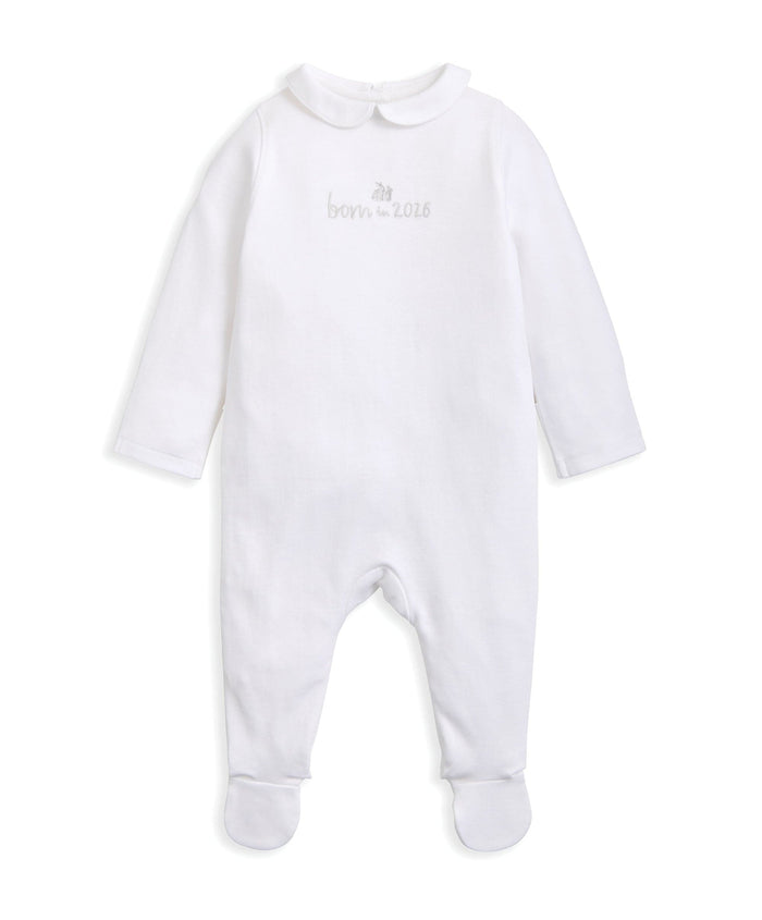 Mamas & Papas All-in-Ones & Bodysuits Born in 2026 Embroidered All In One – White
