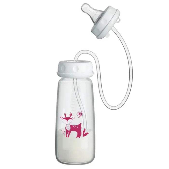 BornBL 3 Month+ Hands Free PP Baby Feeding Bottle with Tube Anti-Colic Nursing System, Bpa Free