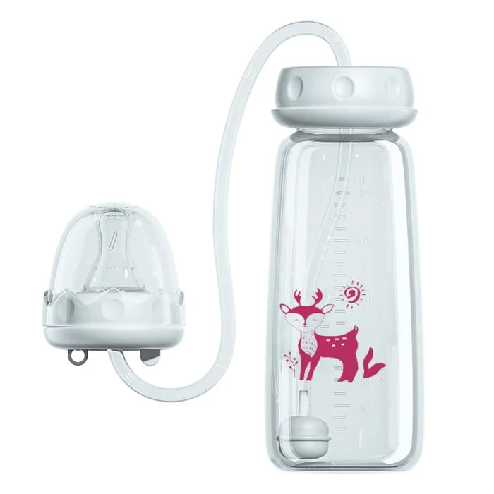BornBL 3 Month+ Hands Free PP Baby Feeding Bottle with Tube Anti-Colic Nursing System, Bpa Free