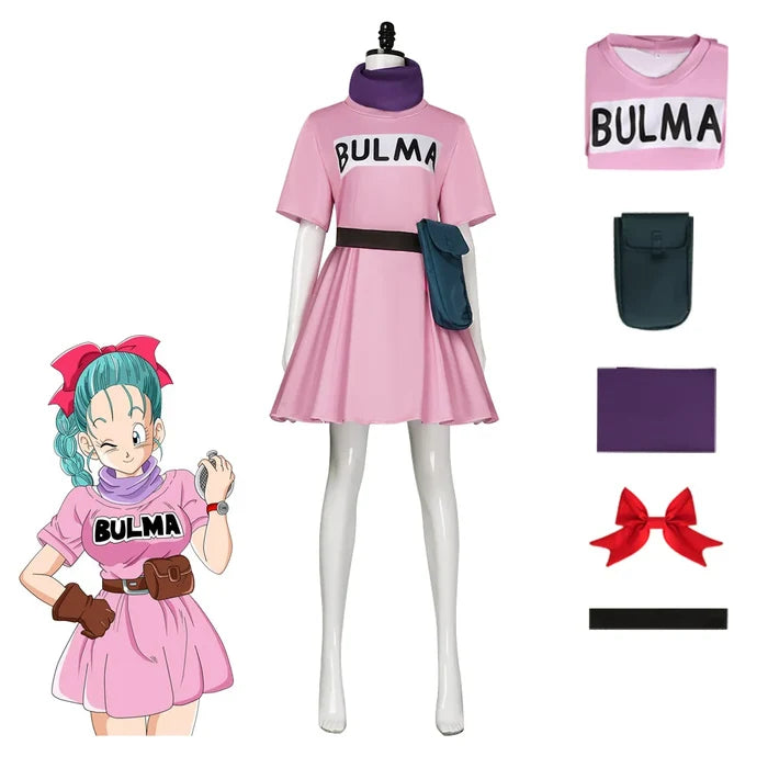 Bulma Costume Anime Cosplay Women's Halloween Year Party Performance Cosplay Costume Set