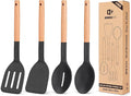 BUNDLEPRO Silicone Cooking Utensils Set, 4 Pcs Spatula and Spoon Set, Pink