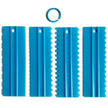 CEWIFO Cake Scrapers Set Decorating Comb and Icing Smoother, Plastic Sawtooth Scraper Polisher Butter Mousse Cream Cake Edge DIY Tool -8 Design Textures (Blue)